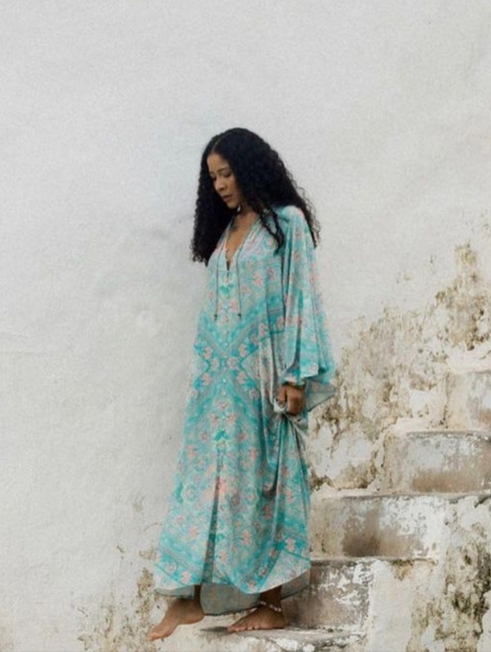 Spell and the Gypsy Farrah Half Moon Gown In Aqua